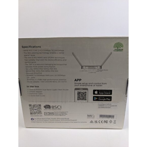WAVLINK WiFi 6 Router AX3000 Wireless Router Dual Band WiFi Range Extender Mesh - Picture 6 of 9